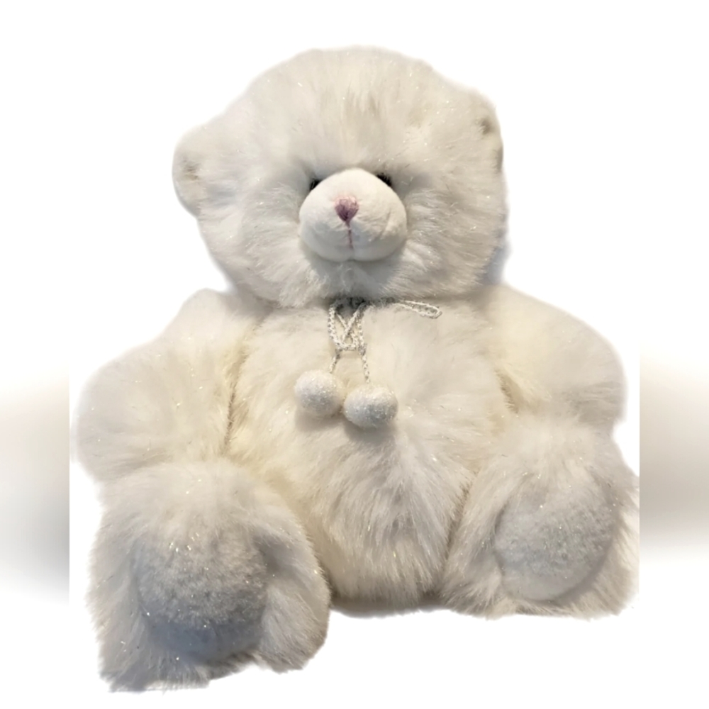 Vintage Russ Berrie Teddy Bear Sparkly Stuffed Animal Winter Wonderland